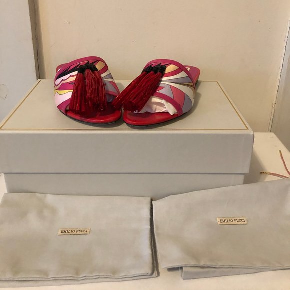 EMILIO PUCCI Printed Slide Sandals with Tassels 38 - Picture 7 of 8